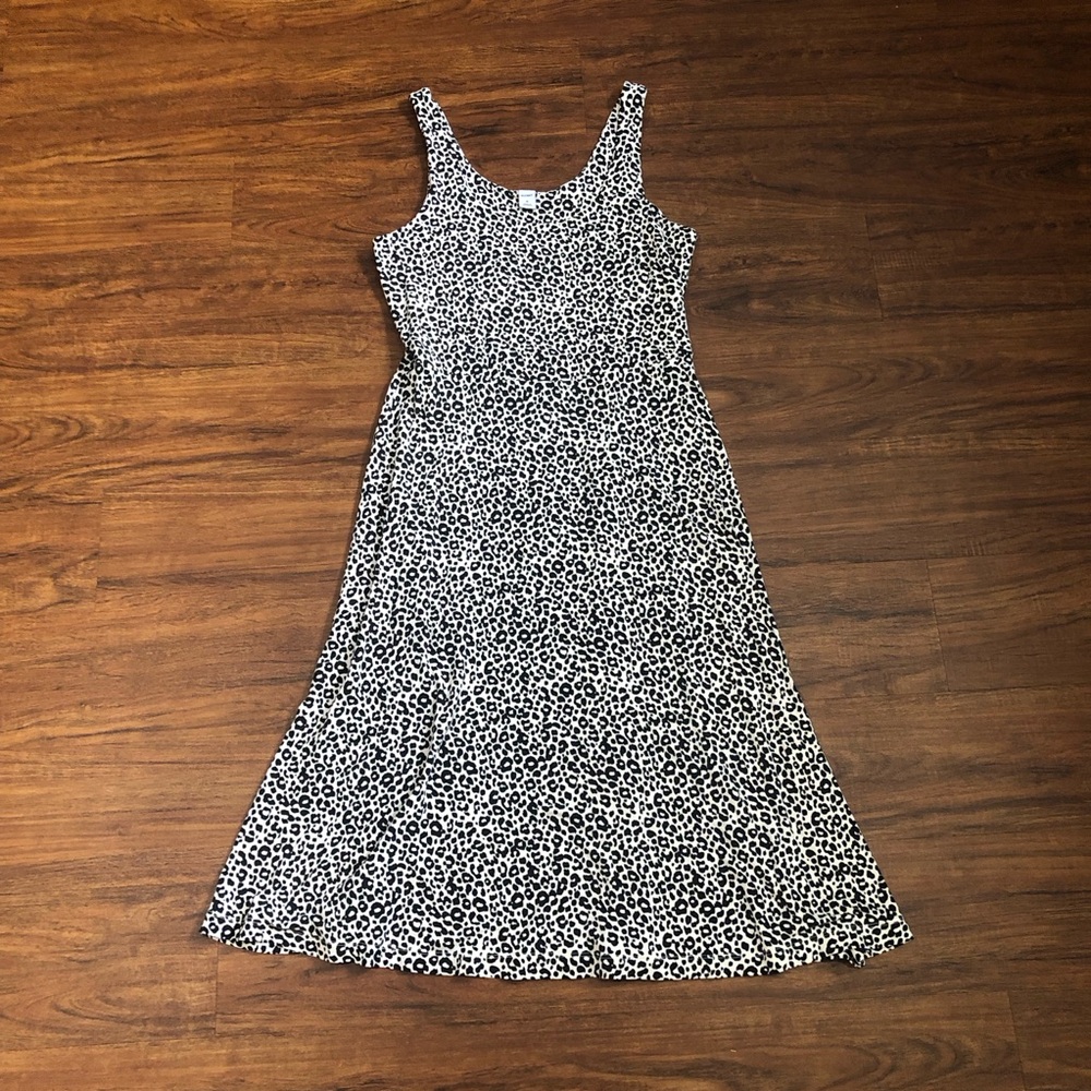 Old Navy Black & Cream Leopard-Print Midi Dress